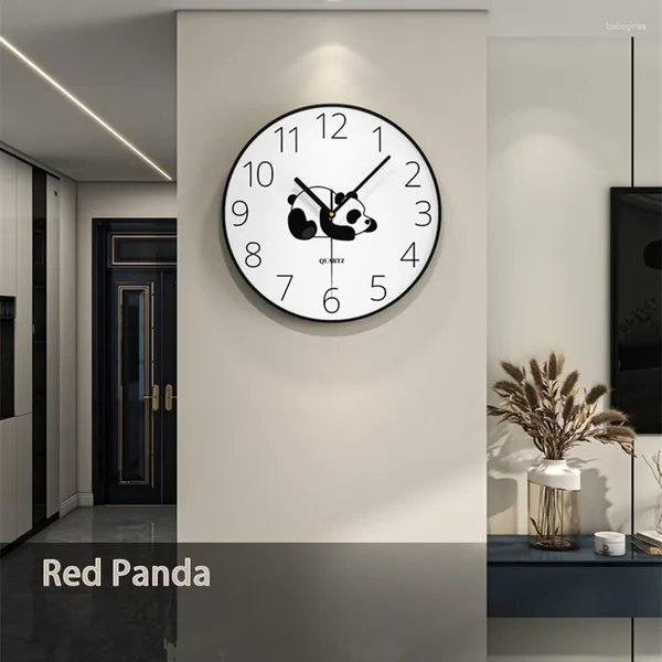 Horloges murales panda horloge chaude décoration de maison salon simple circulaire suspendu art wstch pour gamin carton silencieux