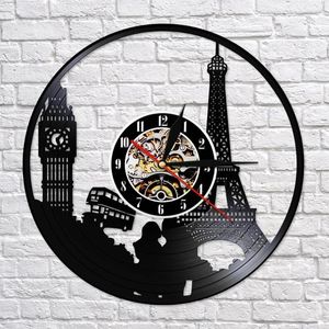 Wandklokken Parijs Londen Reizen Themed Record Clock Tower Big Ben Uniek oriëntatiepunt Art Retro Watch