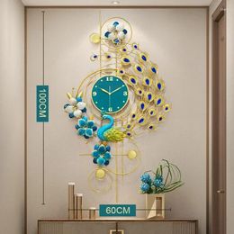 Horloges murales Paon Horloge Art Décor à la maison Grand design moderne Salon Décoration Luxe Muet Montre Pfau Deko