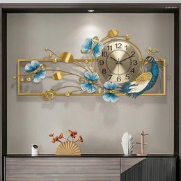 Wandklokken Pauwklok Modern Design Luxe Grote Woonkamer Decoratie Digitaal Stil Horloge Metaal Home Decor Pfau Deko