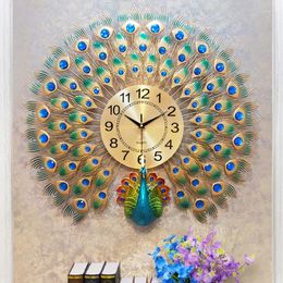 Horloges murales paon horloge numérique moderne luxe métal or art simple créatif grand orologio da parete meubles gpf35xp