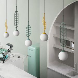 Relógios de parede Luzes pingentes colorido macaron ferro pendurado lâmpada para quarto sala de jantar cozinha luminárias LED bola de vidro hanglamp