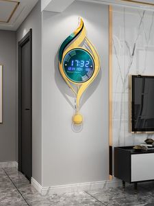 Horloges murales Calendrier perpétuel Horloge électronique Haut de gamme Salon Décoration Maison Creative Lumière Luxe