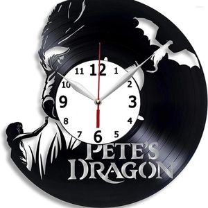 Relojes de pared Pete's Dragon Movie Record Clock Compatible 12 pulgadas (30 cm) Regalo negro Ideas sorpresa Amigos y familiares Cumpleaños