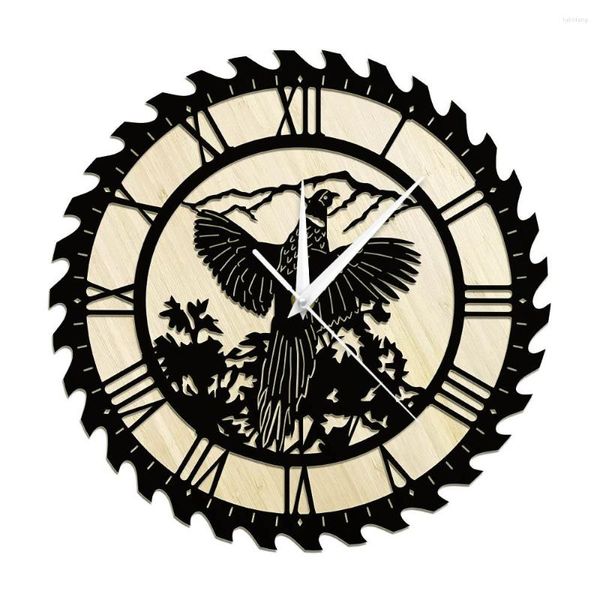Horloges murales faisan oiseau chasse horloge en bois rustique Expert salon décor montre désert homme caverne Décor pour appelant