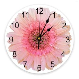 Horloges murales Rose Africain Chrysanthème Imprimé Horloge Moderne Silencieux Salon Décor À La Maison Montre Suspendue