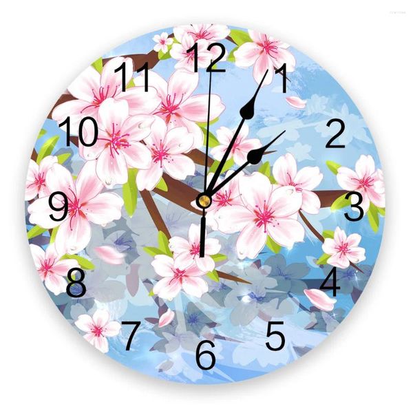 Horloges murales Rose Blooming Peach Blossom Horloge Design moderne Bref Salon Décoration Cuisine Art Montre Décor À La Maison