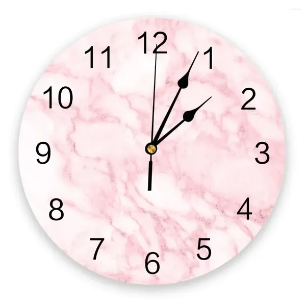 Horloges murales Horloge en marbre rose Design moderne Salon Décoration Cuisine Montre muette Décoration intérieure