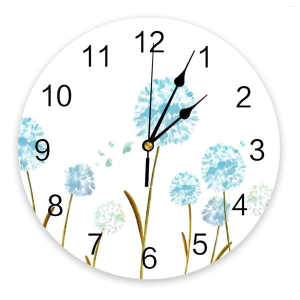 Horloges murales plante pissenlit aquarelle horloge décor à la maison chambre silencieux Oclock montre numérique Design moderne