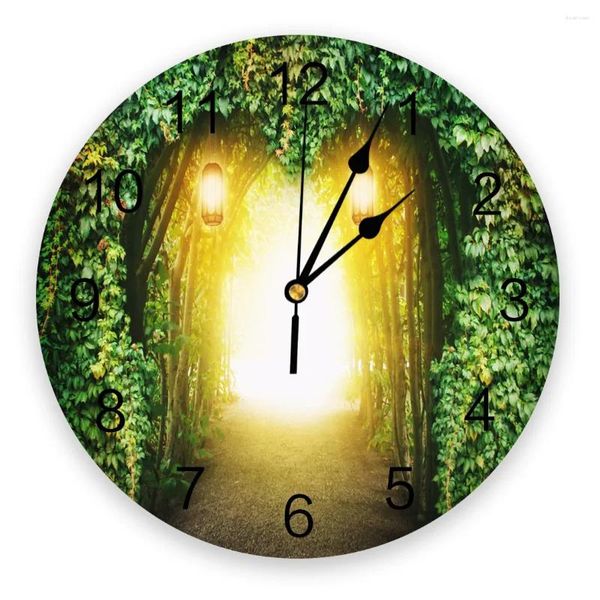 Horloges murales plante forêt éclairage feuilles jardin horloge design moderne salon décoration muet montre maison décor intérieur