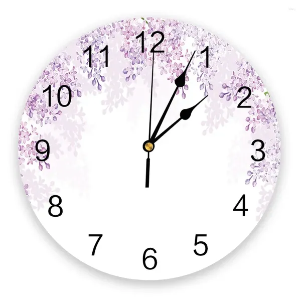 Horloges murales Vine Vine de fleur violette horloge moderne Design Salon décoration Kute Mute Watch Home Interior Decor