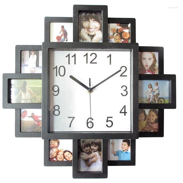 Relojes de pared Po Frame Clock Diy Modern Desigh Art Picture Sala de estar Decoración para el hogar Horloge