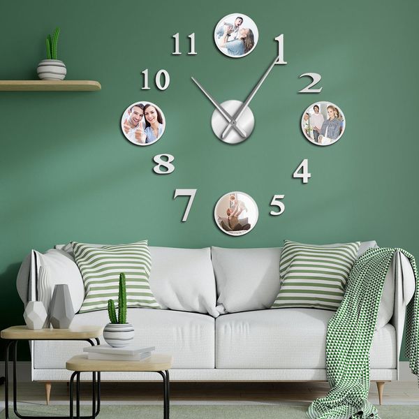 Relojes de pared Po Marco de imagen DIY Reloj de pared grande Personalizado Po Decorativo Sala de estar Reloj familiar Imágenes personalizadas Marco Reloj grande 220909