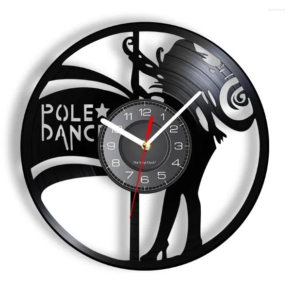Horloges murales Pole Dancer Clock Night Club Girl Sexy Femme Strippers Cadeau pour danseurs Danse Art moderne Record