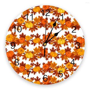 Horloges murales citrouille Thanksgiving Automne horloge moderne Design Living Room Decoration Mute Watch Home Interior Decor