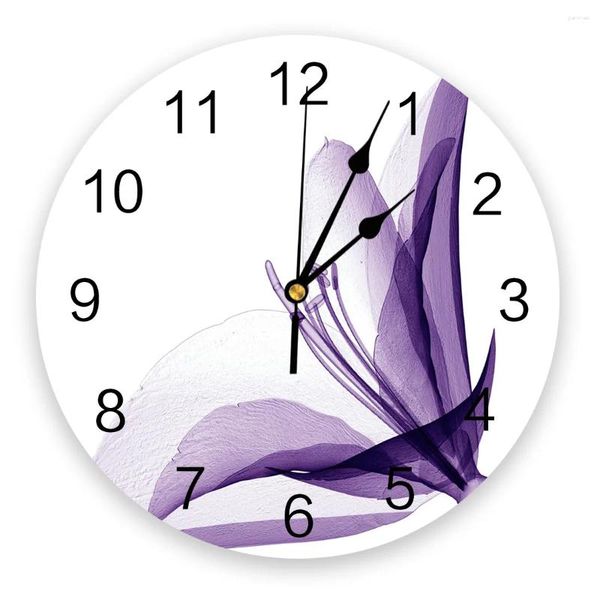 Relojes de pared Flower Bloom Pétalo Impresión Reloj Silencio Redondeo Redondeo para el regalo Decortaion Regalo