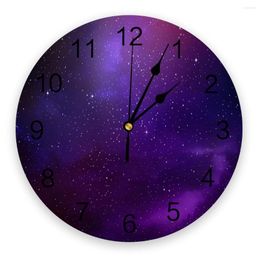 Horloges murales violet galaxie planète 3D horloge Design moderne bref salon décoration cuisine Art montre décor à la maison