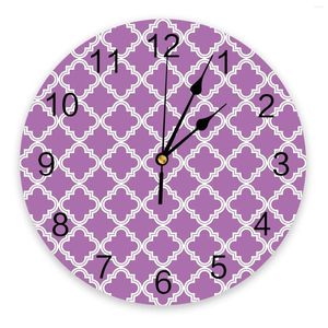 Horloges murales Géométrie marocaine violette 3D Horloge moderne Design Salon Decoration Kitchen Art Watch Home Decor