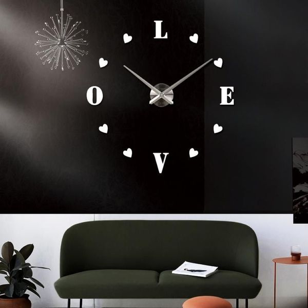 Horloges murales Quartz Bref Montres 3D Réel Grande Horloge Rushed Miroir Autocollants DIY Salon Rabais Still Life314J