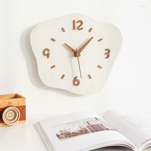 Relojes de pared de cuarzo para niños reloj colgante de madera de lujo clásico moderno silencioso elegante dormitorio Horloge Murale decoración de la sala de estar