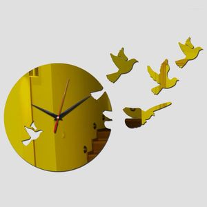 Wandklokken kwarts woonkamer naald modern diy 3d acryl spiegelstickers klok reloj de pared horloge horloge duvar