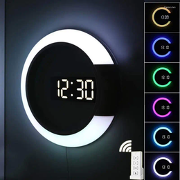 Orologi da parete QWE123 Orologio 3D a LED Specchio da tavolo digitale Allarme Display temperatura Luce notturna per la casa Bedro