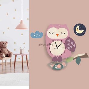 Relojes de pared Reloj de péndulo para habitación de niño, sol arcoíris, Animal lindo, decoración de dormitorio para niño y niña, reloj de pared, decoración de guardería, reloj de dibujos animados, regalo para niños