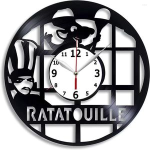 Horloges murales Ratatouille Horloge d'enregistrement faite à la main Affiche Unique Idées de décoration de cuisine Cadeau pour lui et H