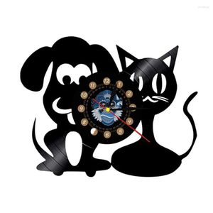 Wandklokken Record Clock Modern Design I Love Dog Animal Hanging Watch Home Decor Cadeaus voor liefhebbers 12 inch