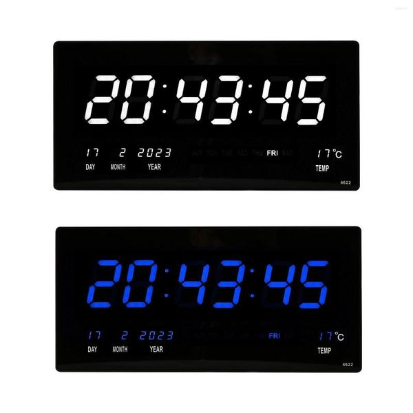 Horloges murales Rectangle horloge numérique bureau de température USB avec calendrier pour magasin salle d'étude bureau El