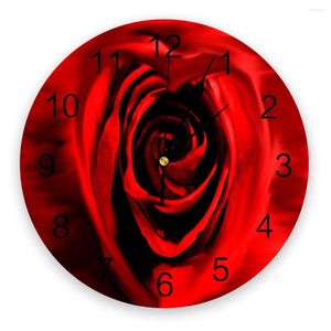 Horloges murales Rose rouge fleur 3D horloge Design moderne bref salon décoration cuisine Art montre décor à la maison