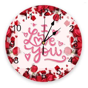 Horloges murales rouges fleurs de rose amour horloge moderne pour la décoration de bureau à la maison salon décor de salle de bain aiguille