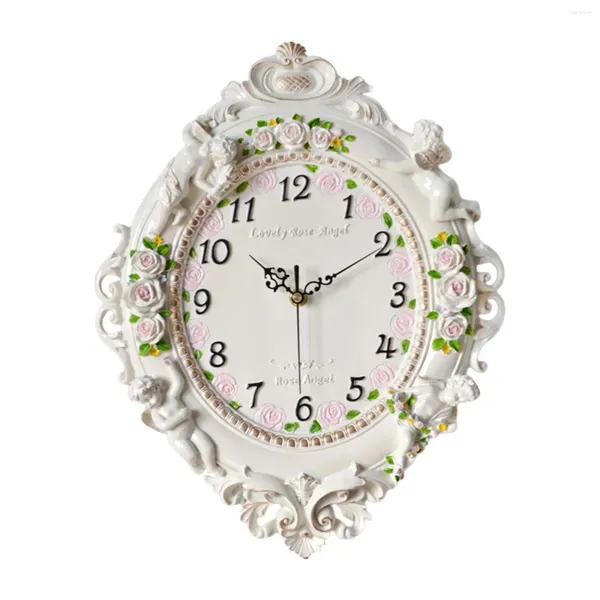 Relojes de pared Reloj de ángel de resina con pilas moderno decorativo europeo silencioso para el hogar baño cocina regalo de inauguración de la casa