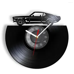 Horloges murales Rétro Classic Cars Art Record LP Horloge Transport Automobile Mouvement silencieux Man Cave Décor