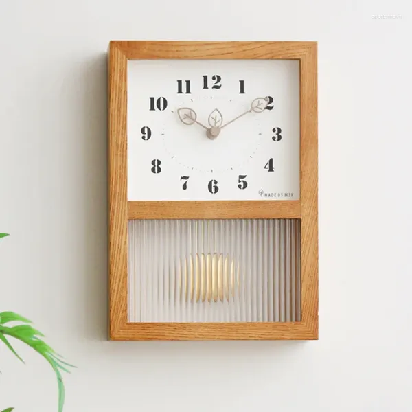 Relojes de pared Reloj retro Hogar Sala de estar Colgando Mesa decorativa de madera maciza oscilante a la antigua usanza