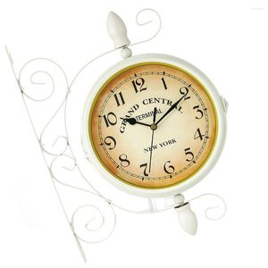 Wandklokken retro klok huishouden hangende decors vintage stijl huis ornament dubbele zijdige kamer decor klokkengereedschap