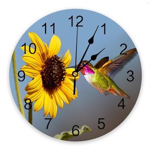 Horloges murales rétro marguerite colibri fleur 3D horloge Design moderne salon décoration cuisine Art montre décor à la maison