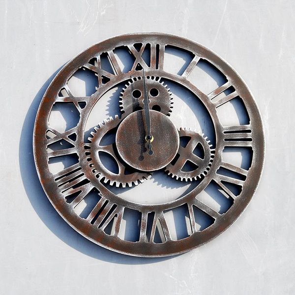 Relojes de pared estilo industrial retro barra pegatina reloj creativo engranaje ornamento dos colores