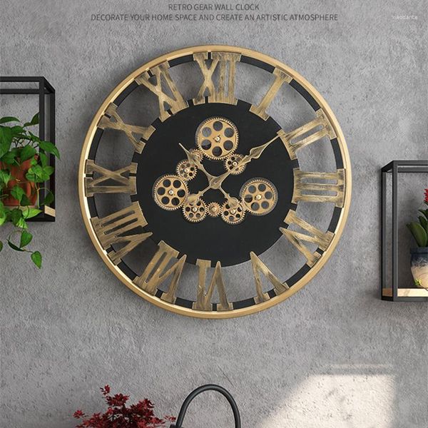 Horloges murales rétro style industriel engrenage artistique créatif mécanique horloge décorative décoration pour le bureau à domicile