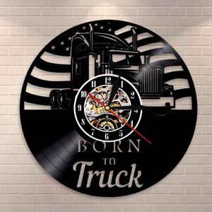 Horloges murales rétro USA ferme camion Record horloge décharge ferme décor Construction agriculteur chambre ArtWall ClocksWall