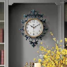 Horloges murales rétro vintage style européen salon grand décoratif concis 19 pouces muet silencieux mouvement à quartz balayage seconde H