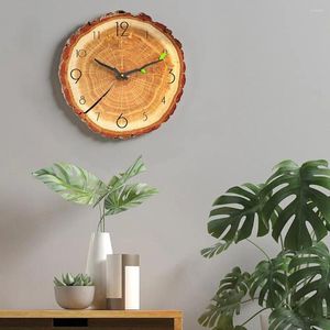 Horloges murales Bague Design Horloge Grain de bois Unique Souche d'arbre Mouvement à quartz silencieux pour la maison ou le bureau Décor en forme de branche