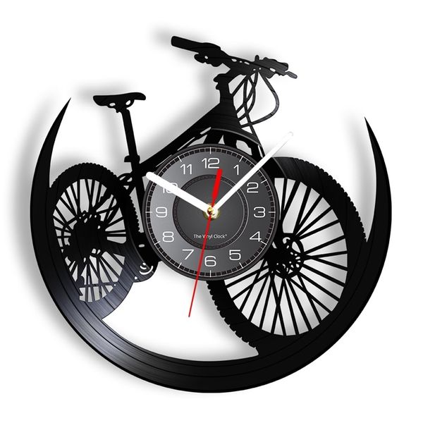 Relojes de pared Road Mountain Bike Vinilo Álbum Registro Reloj de pared Ciclismo Decoración Eventos deportivos Bicicleta Hombre Cueva Reloj Mountain Biker Ciclista Regalo 220909