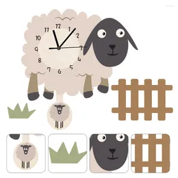 Relojes de pared, reloj de oveja mecedora, decoración para habitación de niños, columpio nórdico, dibujos animados de Pvc, Animal encantador, colgante para bebé