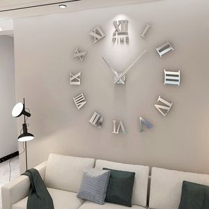 Horloges murales chiffre romain 3D bricolage miroir horloge acrylique autocollant mode montre à Quartz décoration de la maison reloj de pared 230721