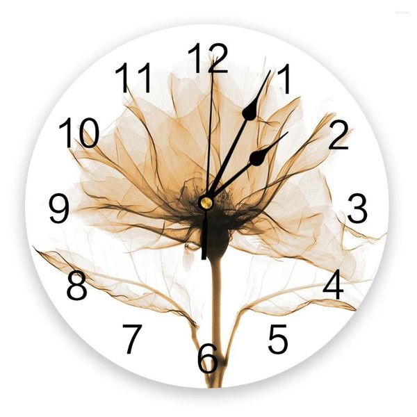 Relojes de pared Flor romántica Reloj 3D transparente Diseño moderno Decoración de granja Cocina Vintage PVC Decoración de sala de estar redonda