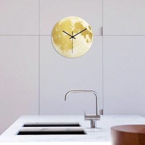 Horloges murales Romantique Uminous Golden Moon Horloge Lumière Verte Personnalité Nordique Couleur Primaire Chambre Couloir DécorationMur