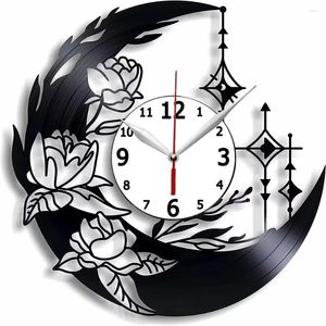 Horloges Murales Roses Record Clock 12 Pouces - Home Decor Moon Art Idée Cadeau Pour Fille Femme Faite À La Main