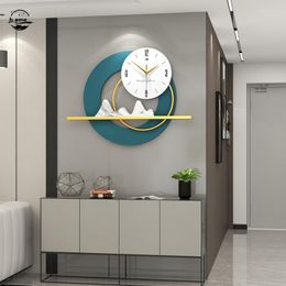 Relojes de Pared, Reloj redondo, luz creativa, diseño moderno minimalista de lujo, decoración grande de Metal para el hogar y la sala de estar, Reloj de Pared A