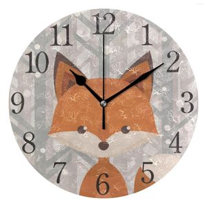 Horloges murales Horloge ronde Mignon Dessin animé Imprimer Silencieux Montre suspendue à piles Non-tic-tac Silencieux Bureau Décor à la maison